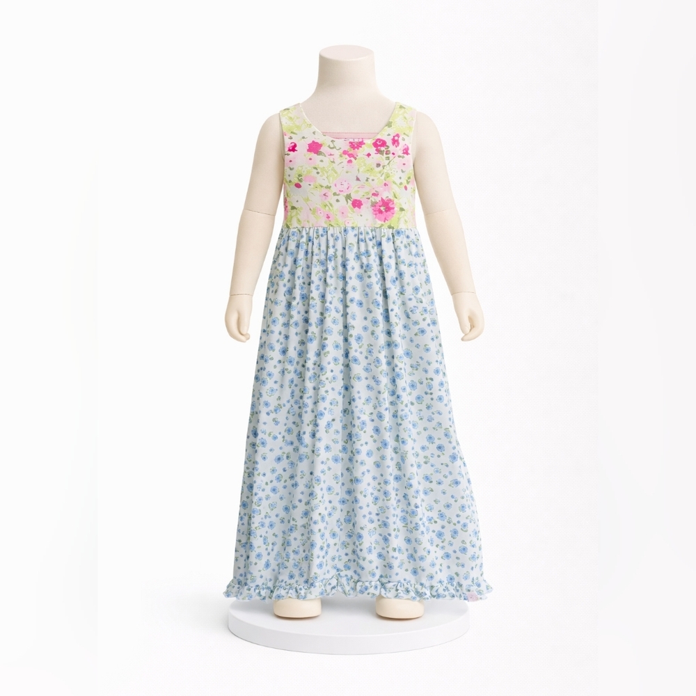 SweetHoney Floral Kids Dress - Pink and Blue